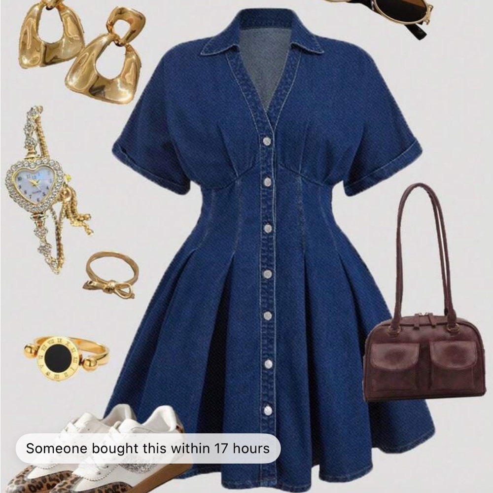 Elegant Blue Denim Dress